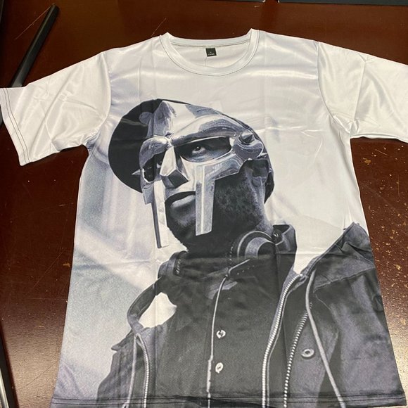 Mf Doom Mens Gray Short Sleeve Crew Neck Graphic Pullover T Shirt Size L, XL - Picture 1 of 3